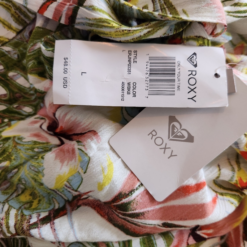 NWT ROXY FLORAL PANTS SIZE LARGE - Picture 4 of 4